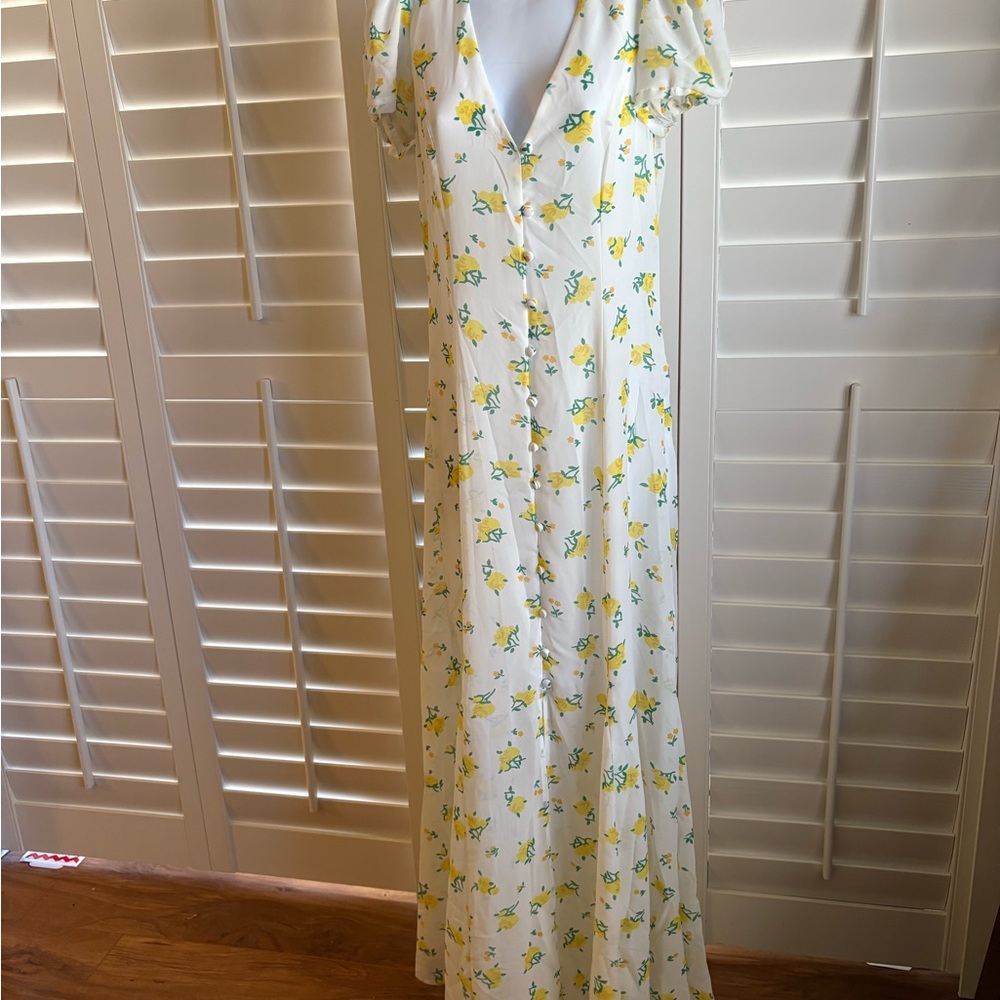 Betsey Johnson White and Yellow Floral Maxi Dress